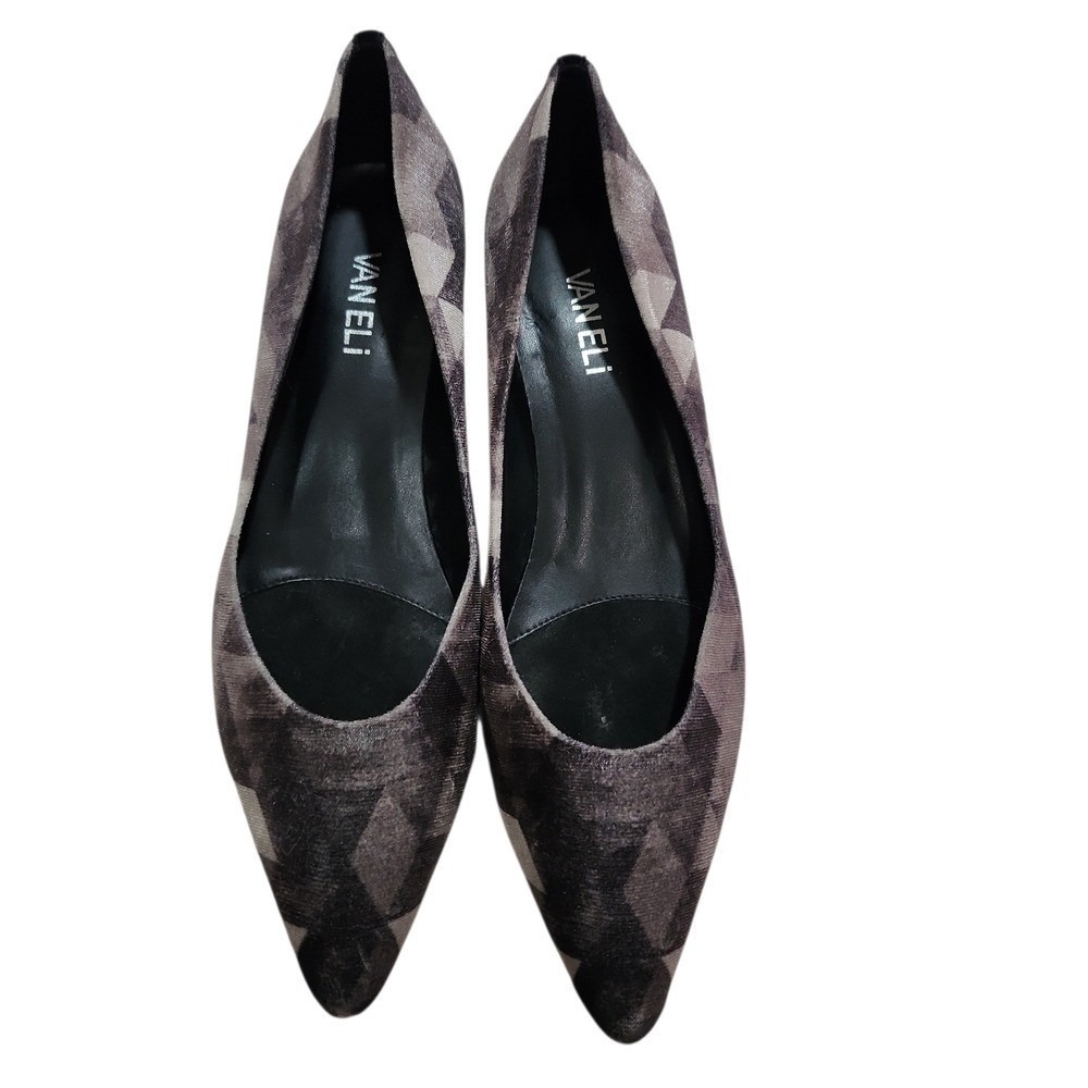 Vaneli Geometric Velvet Kitten Heels Womens 7.5 Grey Professional Chic‎